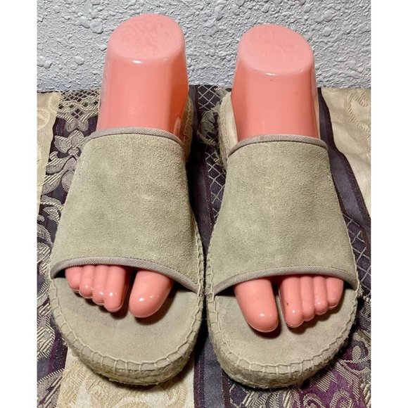 Women’s Bare Traps Carson Slides Tan Suede Leather Espadrilles Sandals Size 10M - Picture 2 of 10